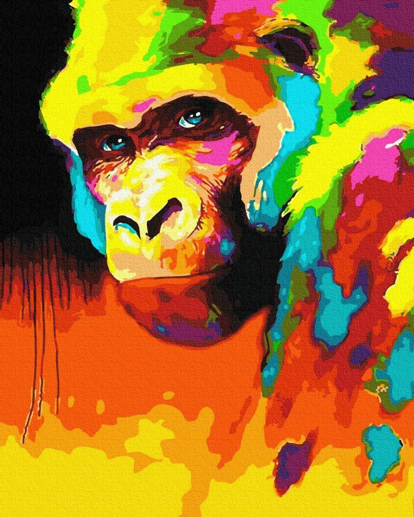 Mono Colorido Mirando Detrás Pintar por Números