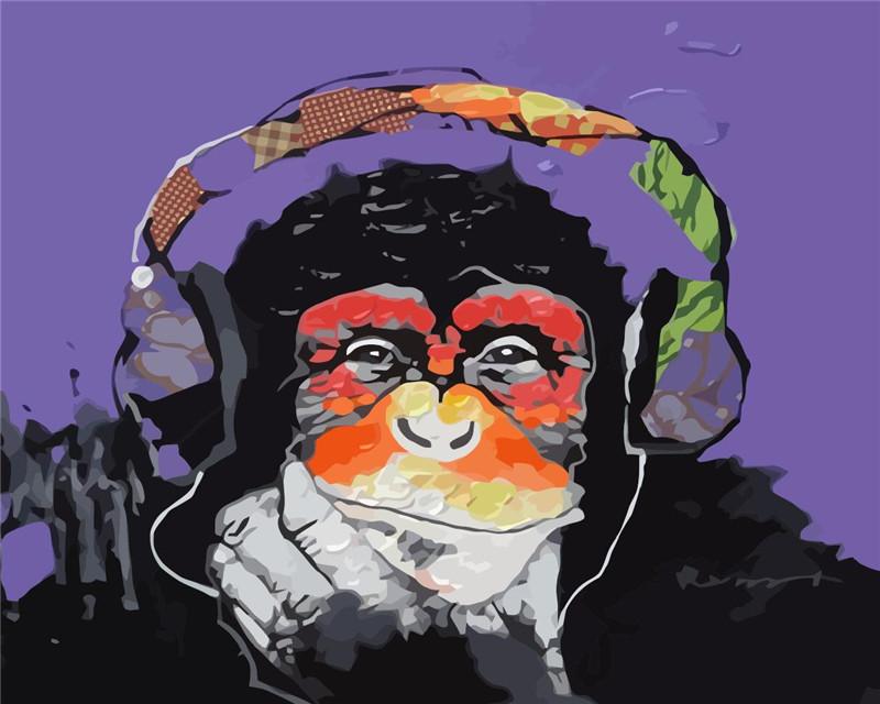 Mono con los Auriculares sobre las Orejas Pintar por Números