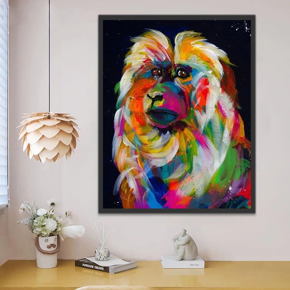 Mono de Colores Diferentes Brillantes Pintar por Números