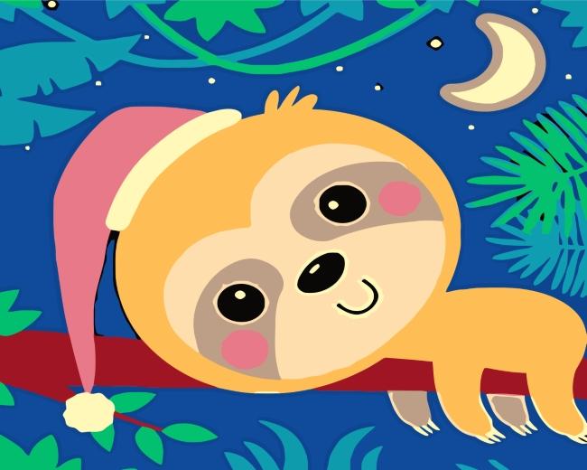 Mono Lindo Durmiendo sobre Árbol Pintar por Números Niños