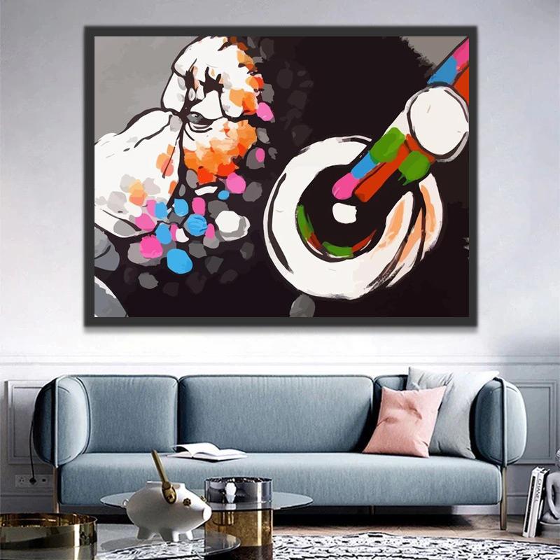 Mono Llevando con Auriculares Pintar por Números