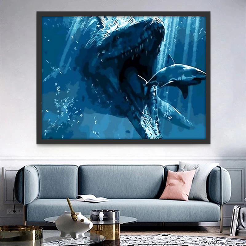 Monstruo Marino Comiendo Tiburón Pintar por Números