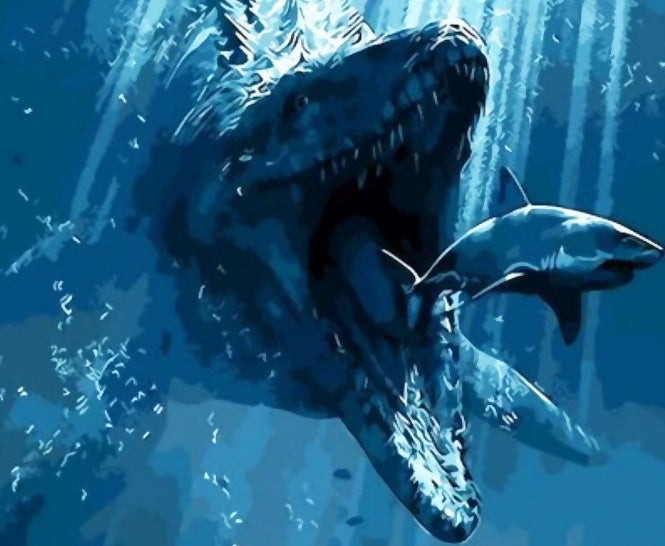 Monstruo Marino Comiendo Tiburón Pintar por Números