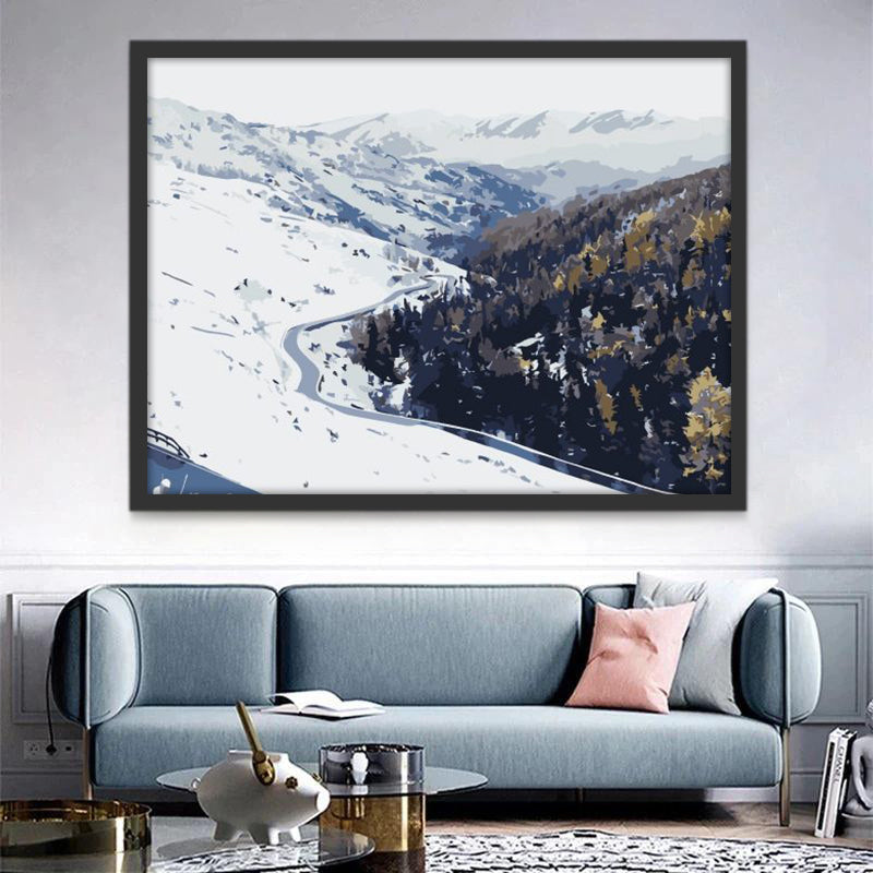 Montañas con Bosque y Nieve Blanca Pintar por Números