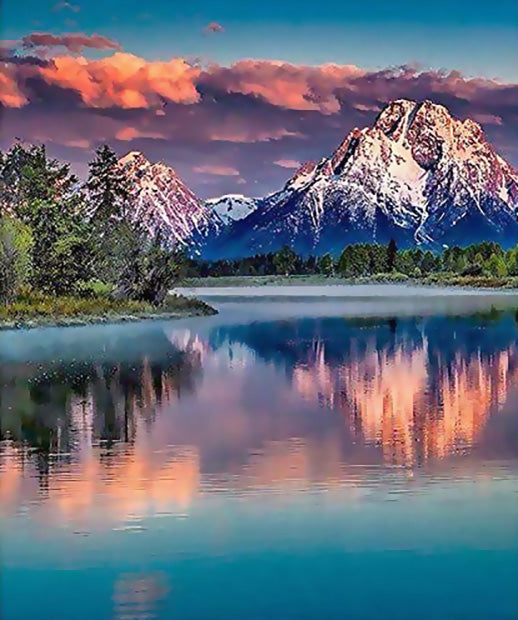 Montañas y Bosque en el Lago Pintar por Números