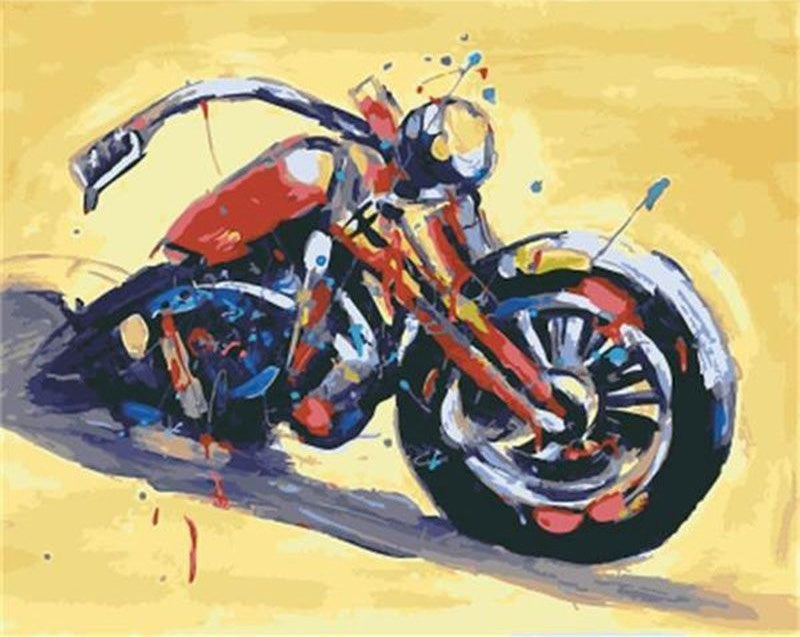 Motocicleta en el Fondo Amarillo Claro Pintar por Números