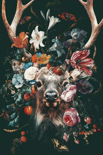Muchas Flores en Cuernos de Ciervo Lindo Pintar por Números