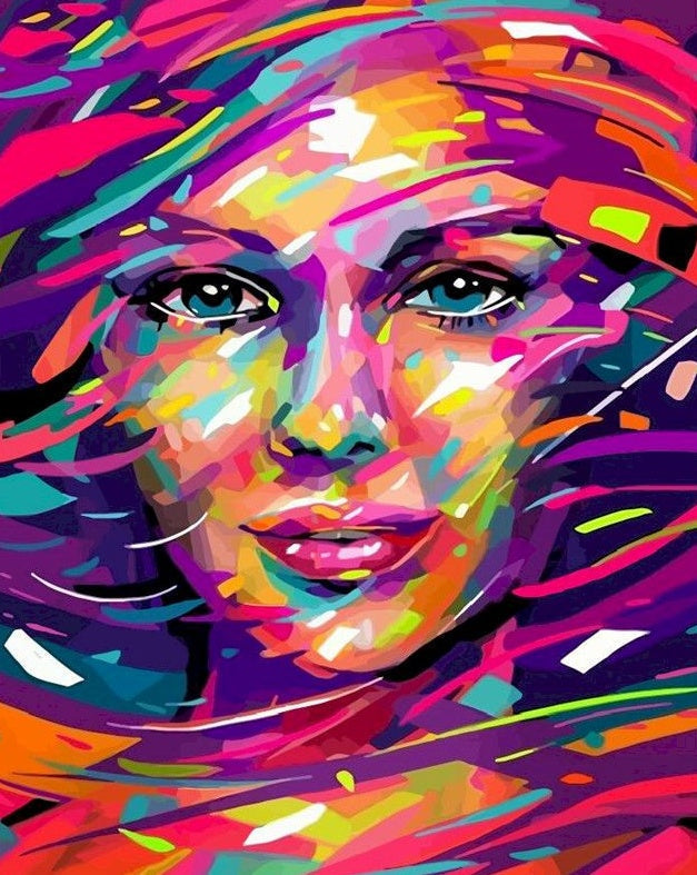 Mujer Abstracta de Ojos Azules Pintar por Números