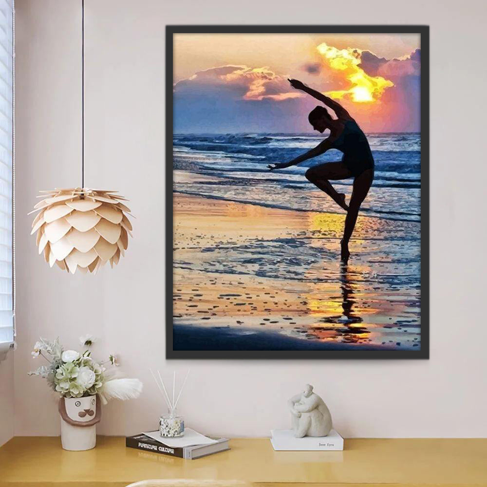 Mujer Bailando en la Playa al Atardecer Pintar por Números