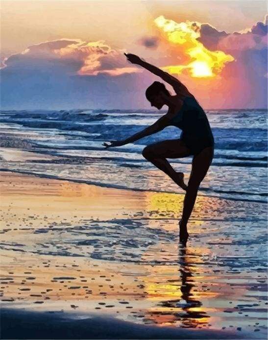 Mujer Bailando en la Playa al Atardecer Pintar por Números