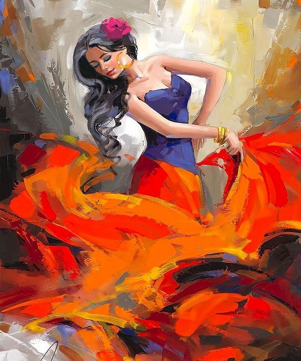 Mujer Bailando Flamenco Pintar por Números