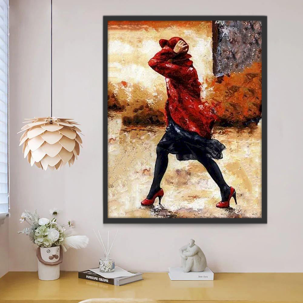 Mujer Caminando en el Viento Pintar por Números