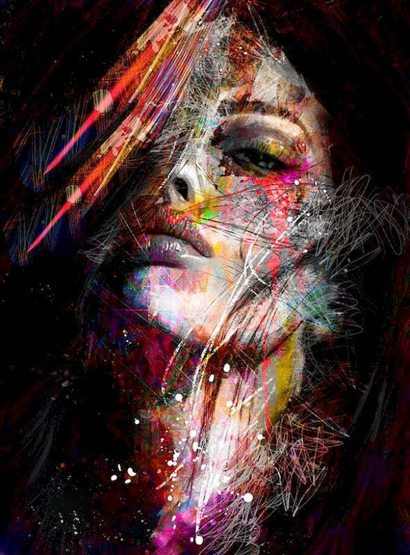 Mujer Colorida en el Fondo Negro Pintar por Números