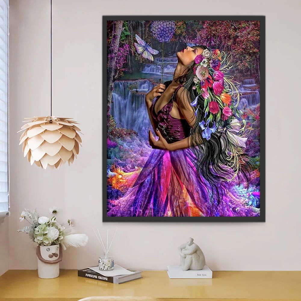 Mujer con Flores en Su Cabello Pintar por Números