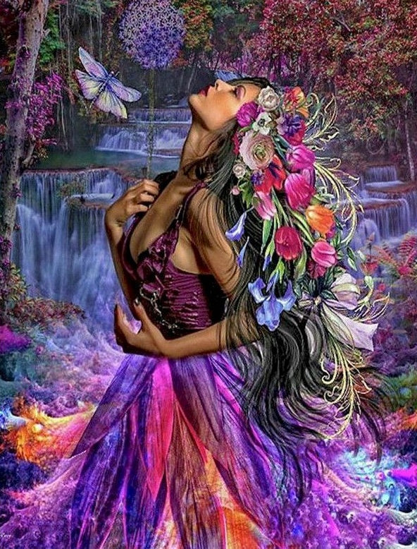 Mujer con Flores en Su Cabello Pintar por Números