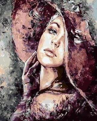 Mujer con Guantes y Sombrero Rojo Pintar por Números