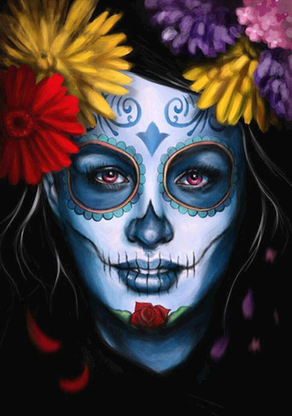 Mujer con Maquillaje de Cráneo Pintar por Números