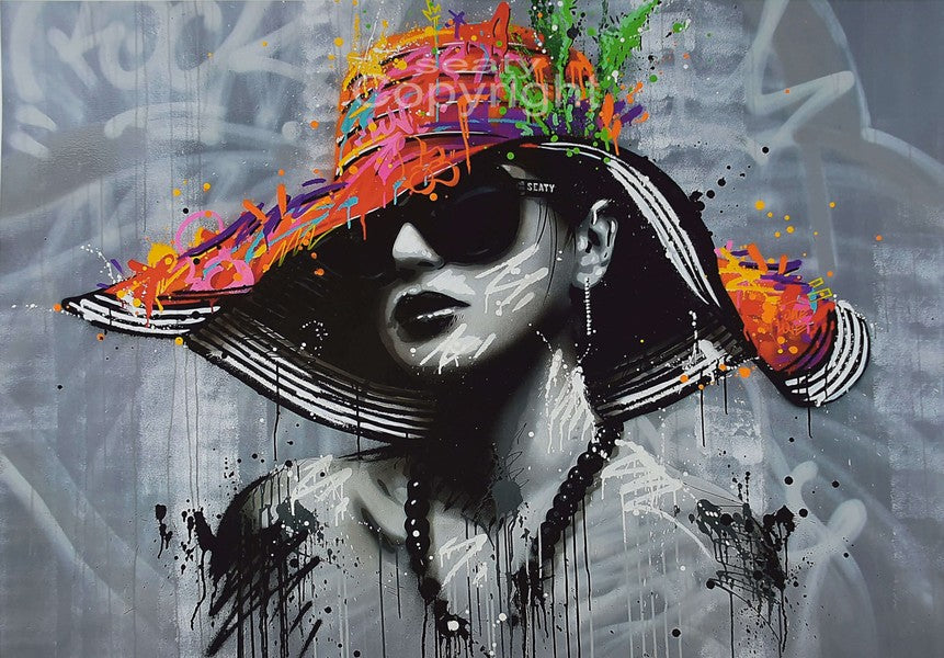 Mujer con Sombrero y Gafas de Sol Pintar por Números