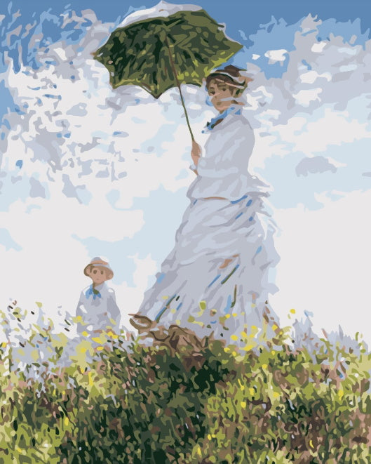 Mujer con Sombrilla Claude Monet Pintar por Números