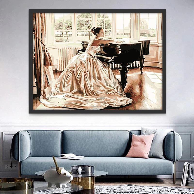 Mujer de Etiqueta al Lado del Piano Pintar por Números