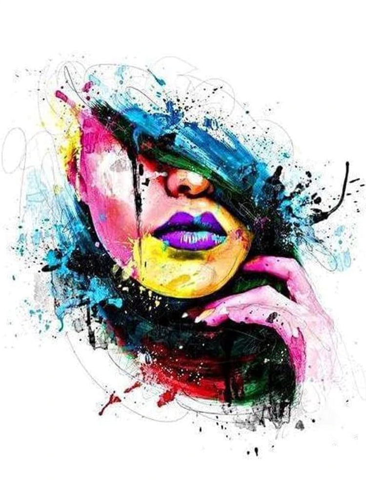 Mujer de Labios Morados Pintar por Números