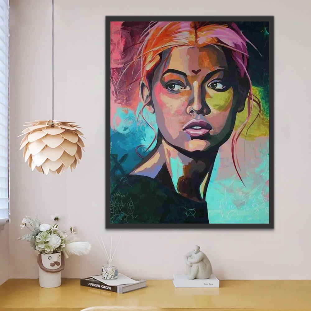Mujer de Pelo Colorido Pintar por Números