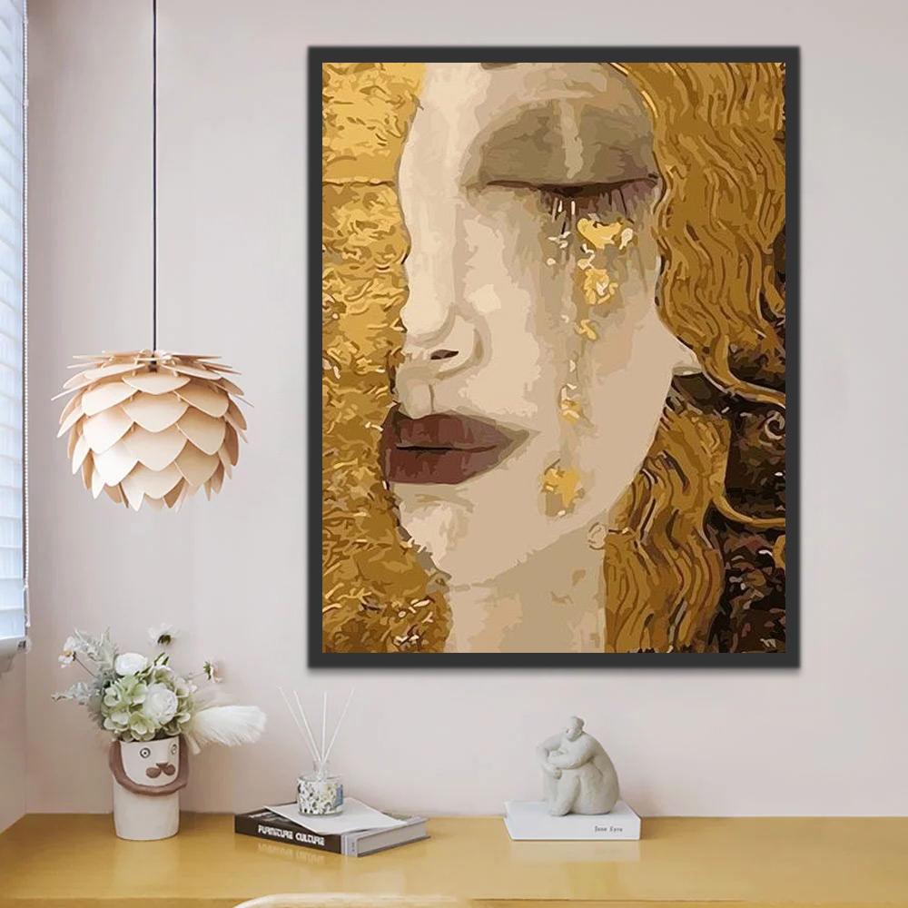 Mujer de Pelo Dorado Llorando Pintar por Números