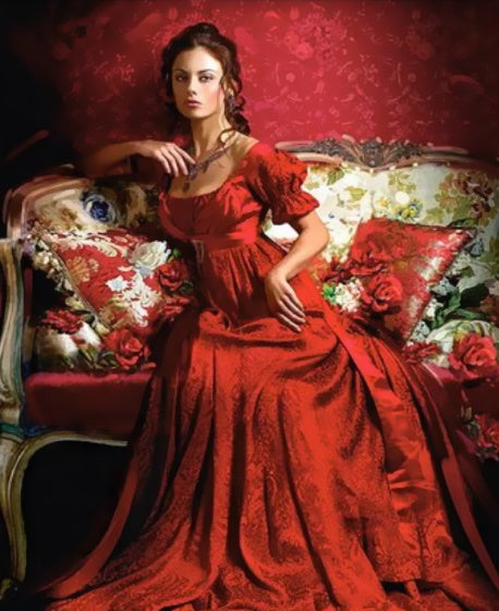 Mujer de Rojo Sentada sobre el Sofá Pintar por Números