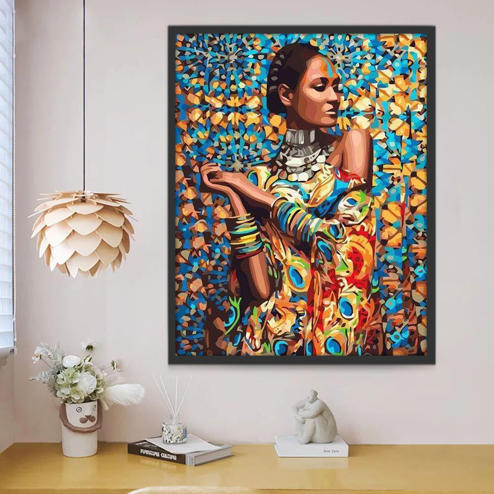Mujer de Vestido Colorido Pintar por Números