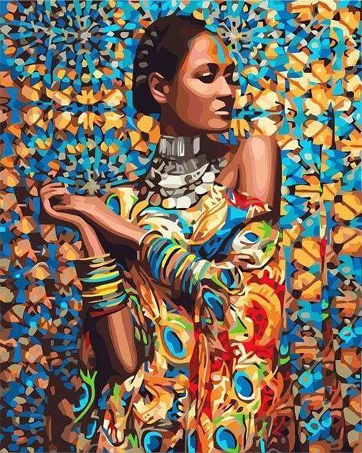 Mujer de Vestido Colorido Pintar por Números