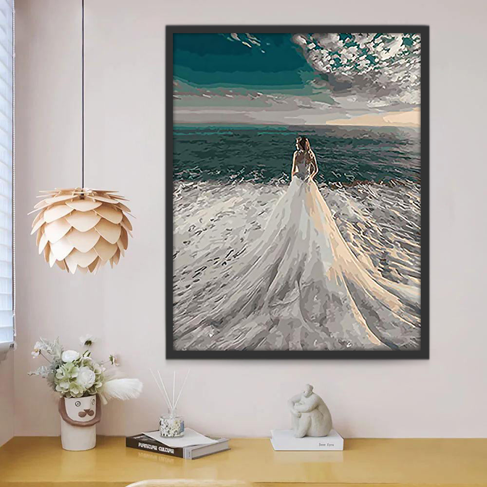 Mujer de Vestido de Olas Marinas Pintar por Números