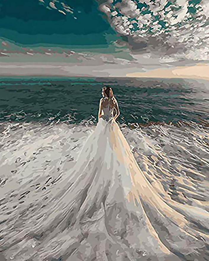 Mujer de Vestido de Olas Marinas Pintar por Números