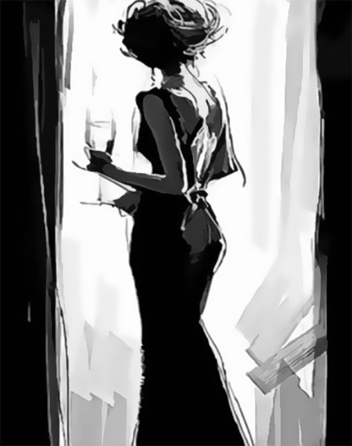 Mujer Elegante con Copa de Vino Pintar por Números