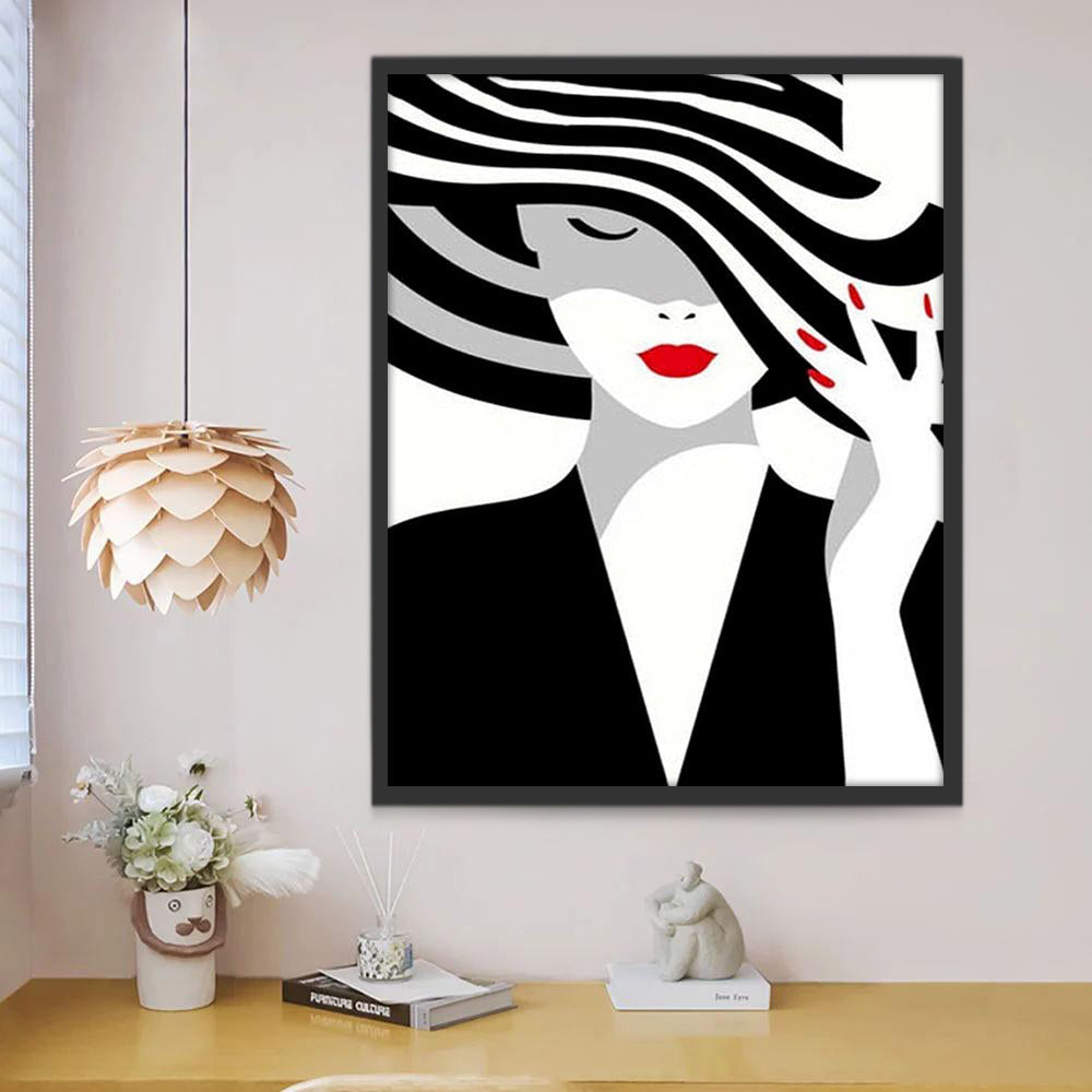Mujer Elegante con Labios Rojos Pintar por Números