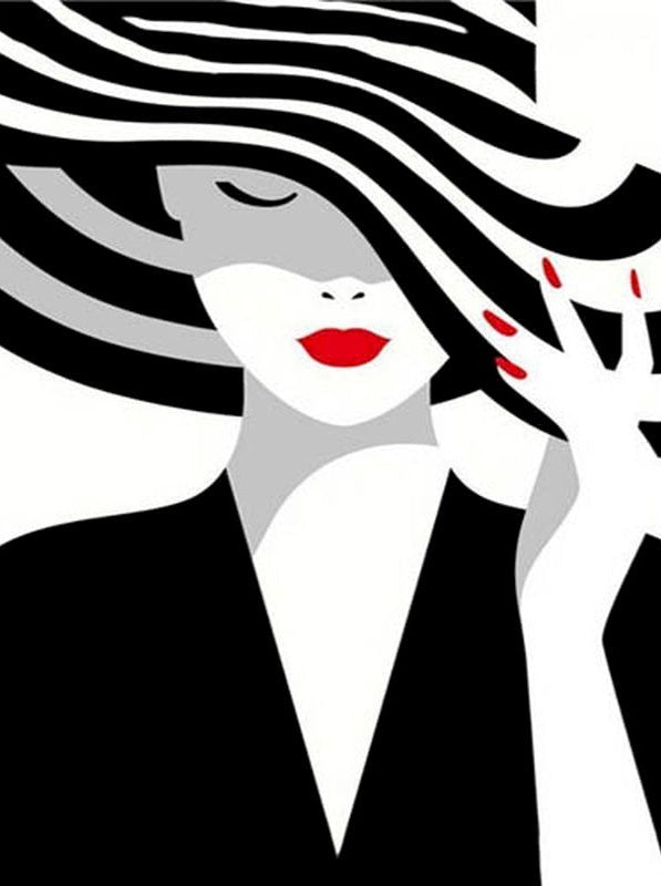 Mujer Elegante con Labios Rojos Pintar por Números