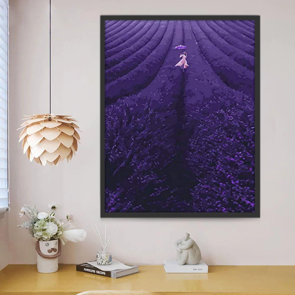 Mujer en el Campo Enorme de Lavanda Pintar por Números