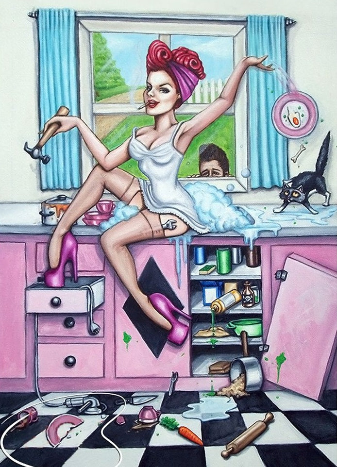 Mujer en la Habitación Desordenada Pintar por Números