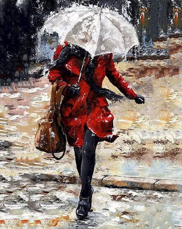 Mujer en la Lluvia Pintar por Números
