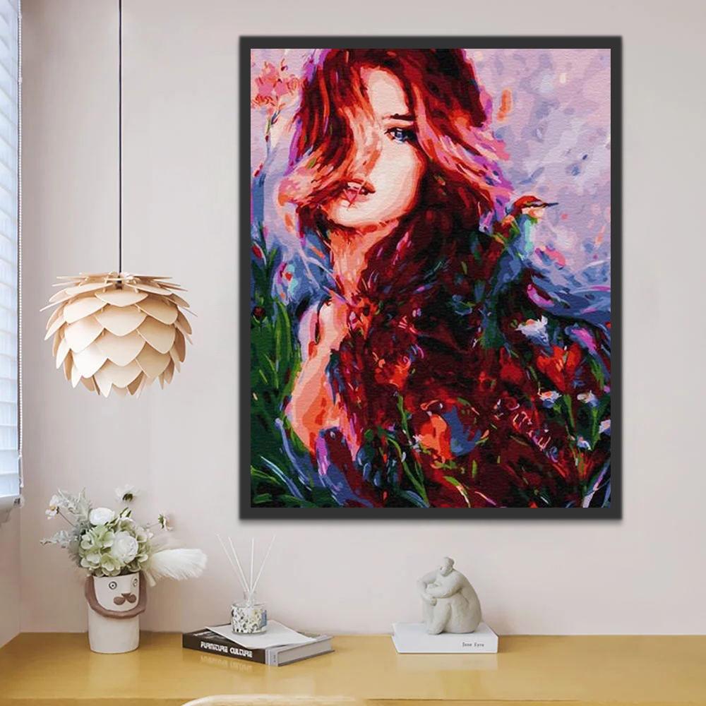 Mujer Hermosa con Flores Pintar por Números