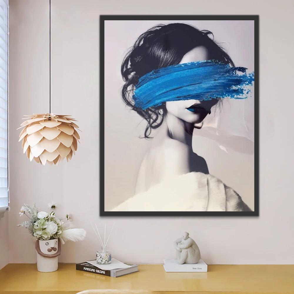 Mujer Hermosa con Mancha Azul Pintar por Números