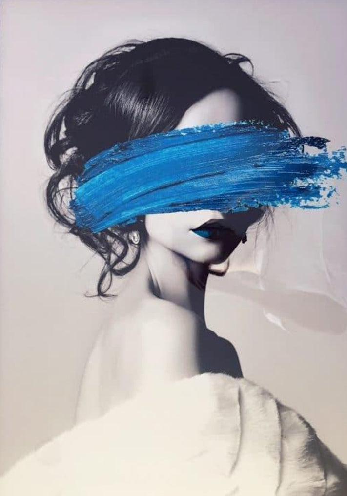 Mujer Hermosa con Mancha Azul Pintar por Números
