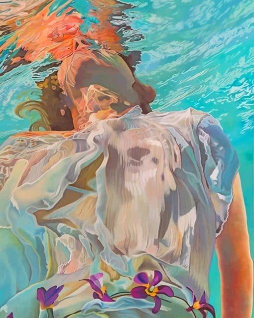 Mujer Hermosa en el Mar Azul Pintar por Números