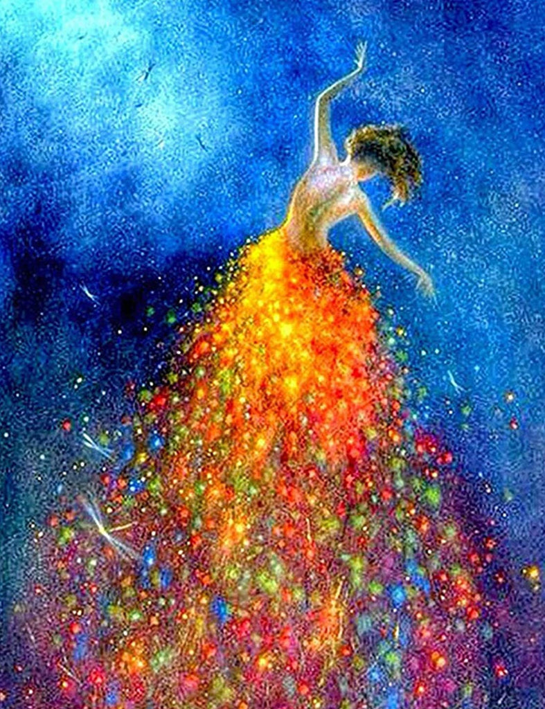 Mujer Joven de Vestido Colorido Pintar por Números