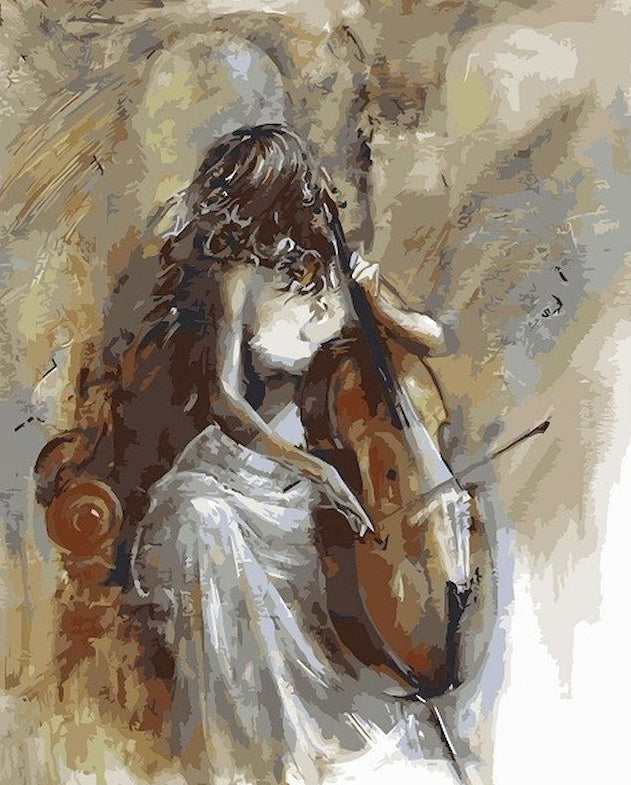 Mujer Joven Tocando el Violín Pintar por Números