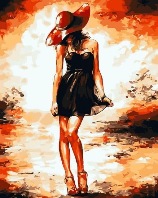 Mujer Joven Vestida de Negro Pintar por Números