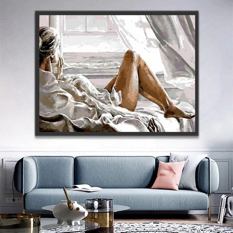 Mujer Mirando por la Ventana Pintar por Números