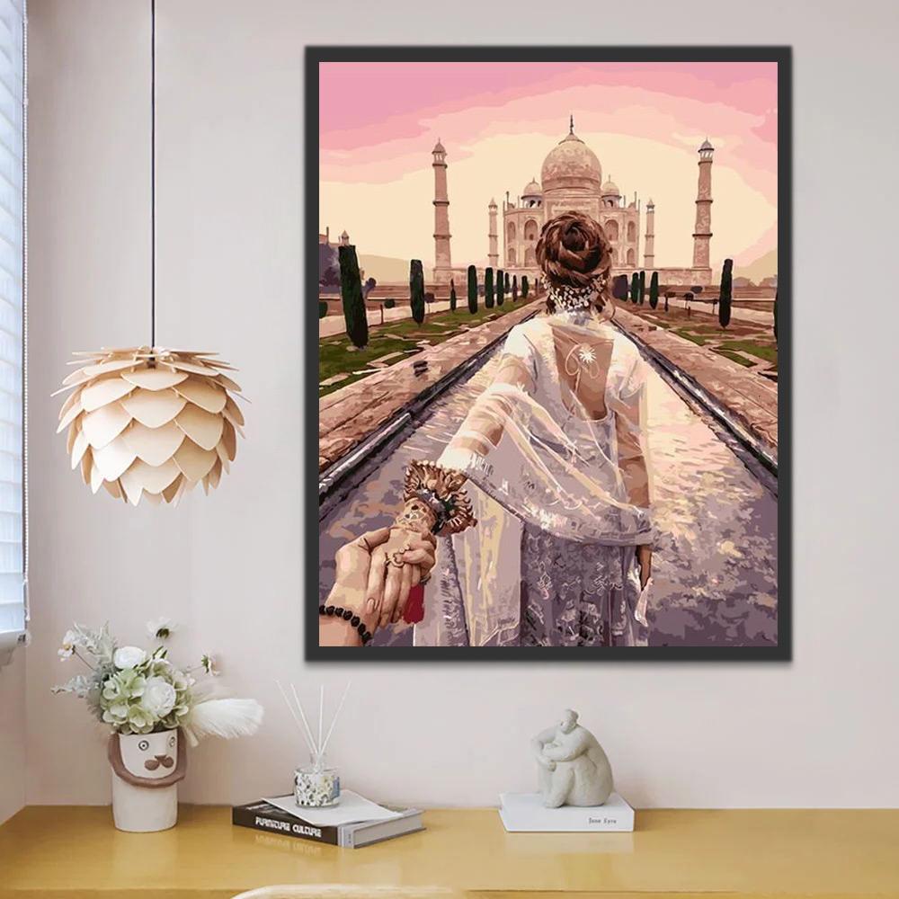 Mujer Mirando Taj Mahal Pintar por Números
