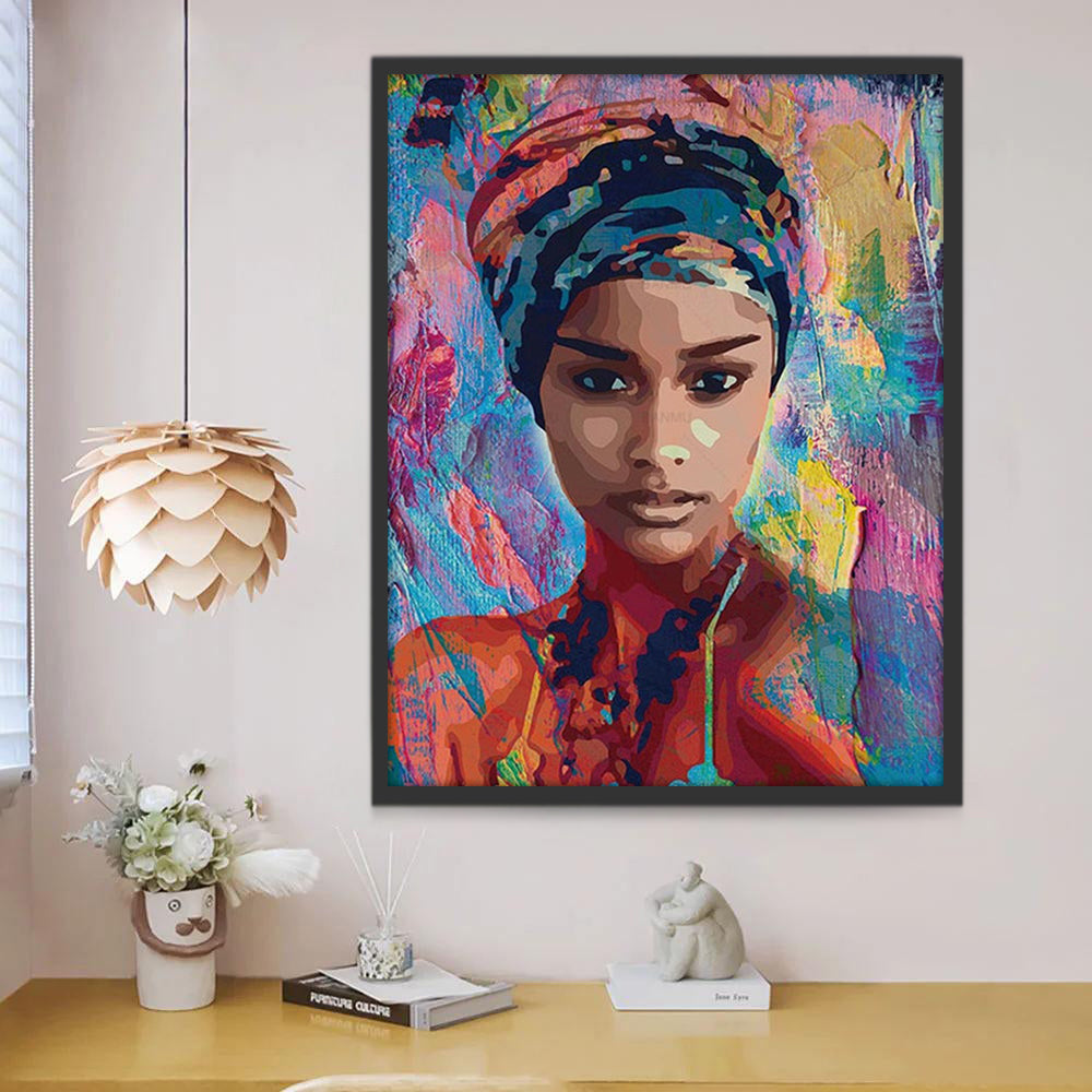 Mujer Morena con Fondo Colorido Pintar por Números