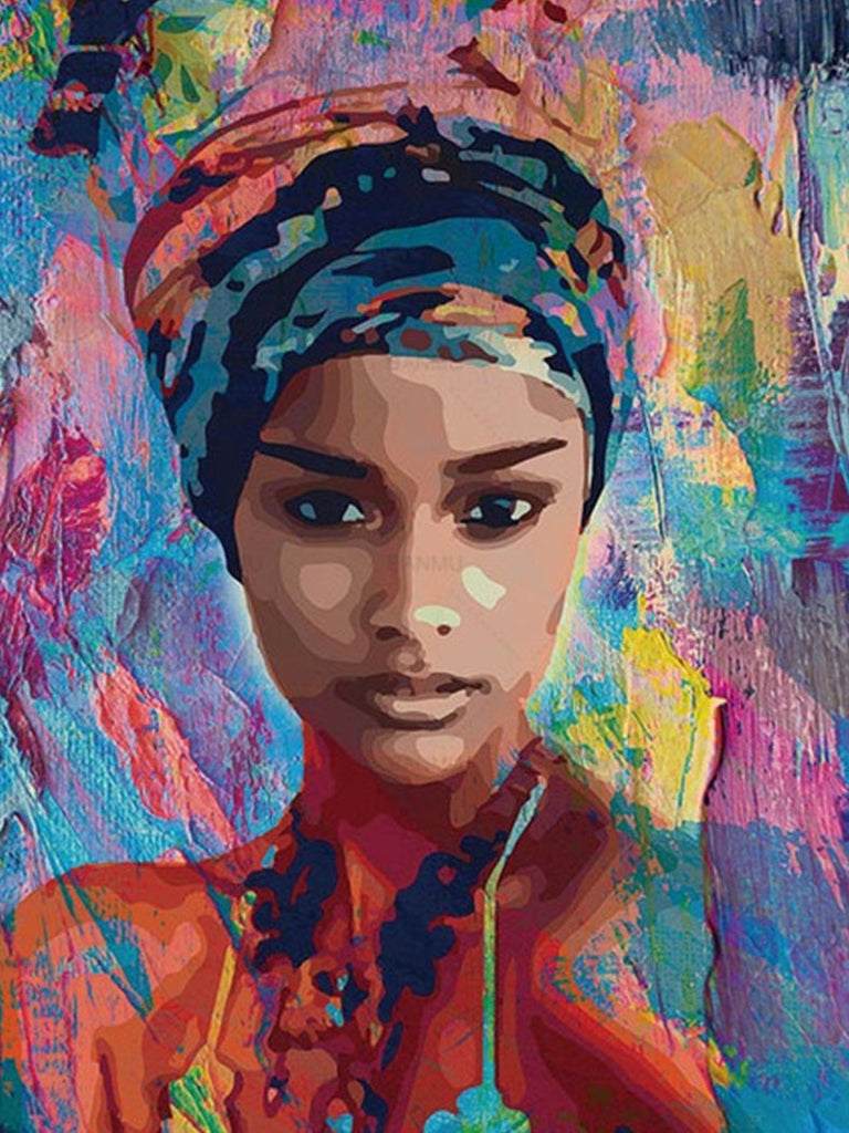 Mujer Morena con Fondo Colorido Pintar por Números