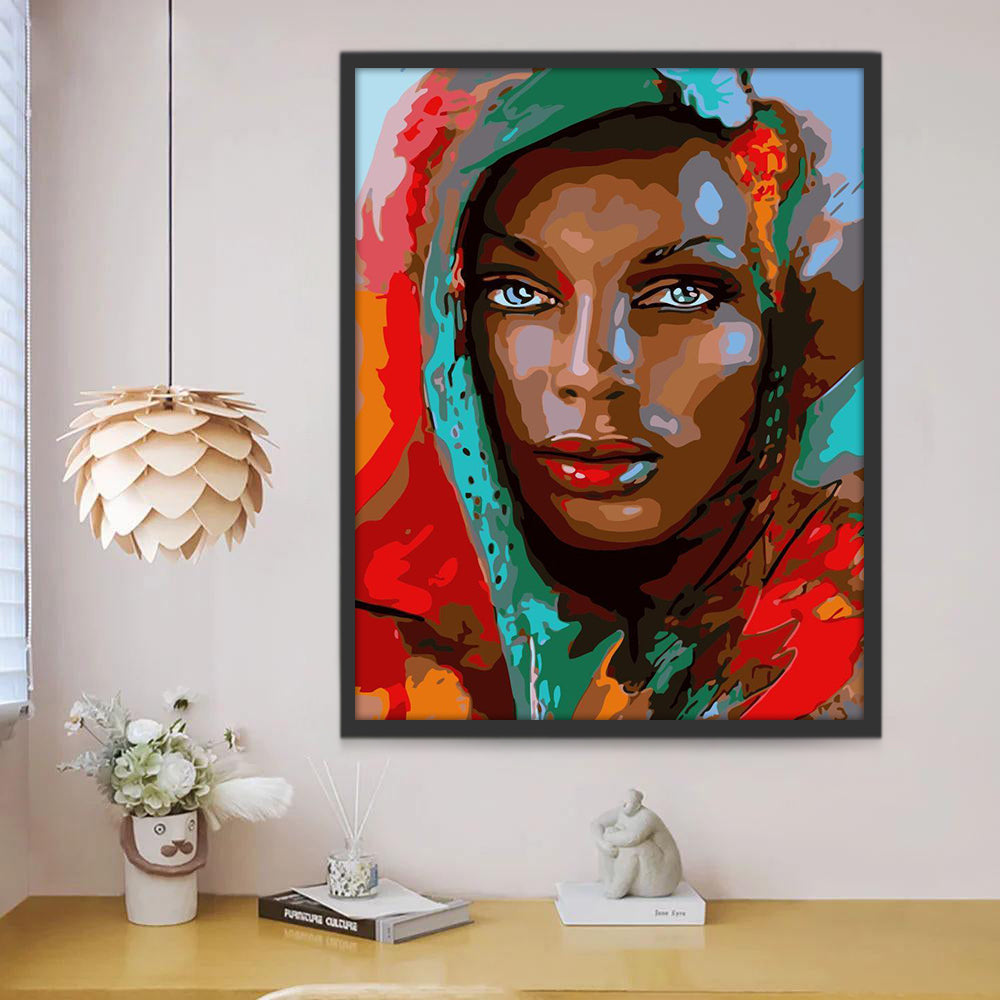 Mujer Morena con Pañuelo Pintar por Números
